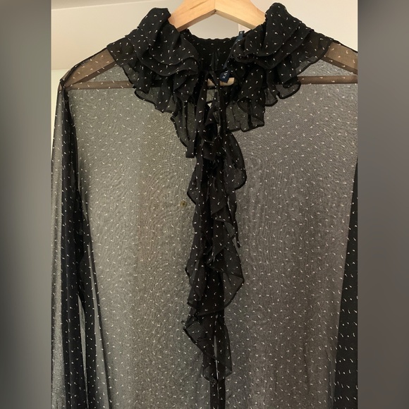 Ralph Lauren Black Long sleeves Mesh Blouse - Picture 2 of 10
